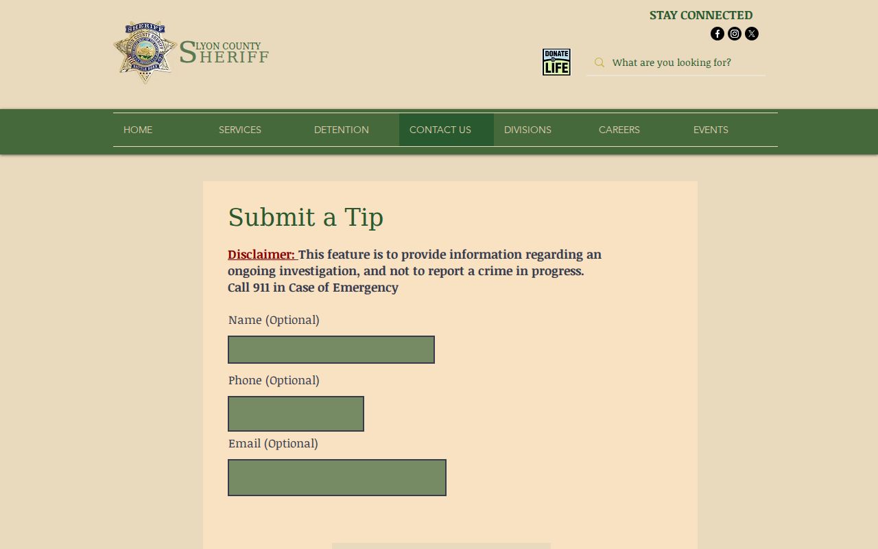Official Lyon County Sheriff's Office tip channel
