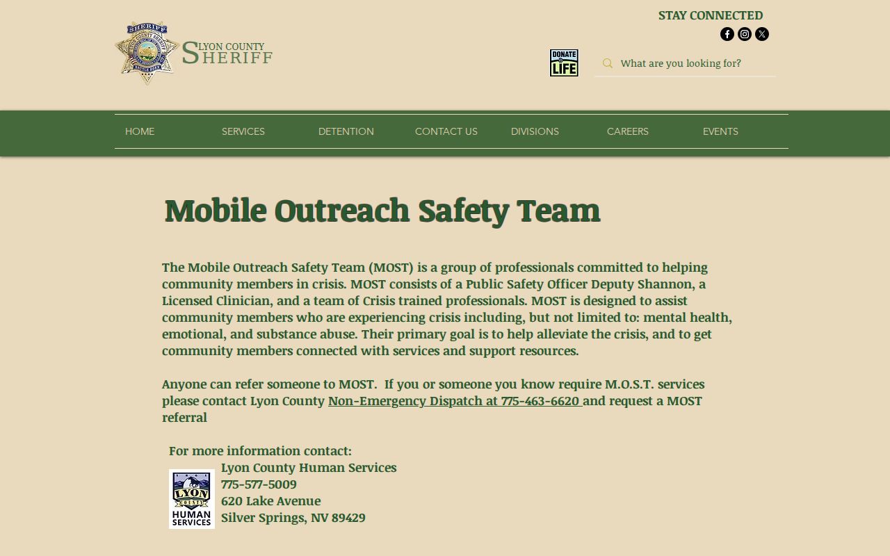 Official Lyon County Sheriff's Office M.O.S.T. program page