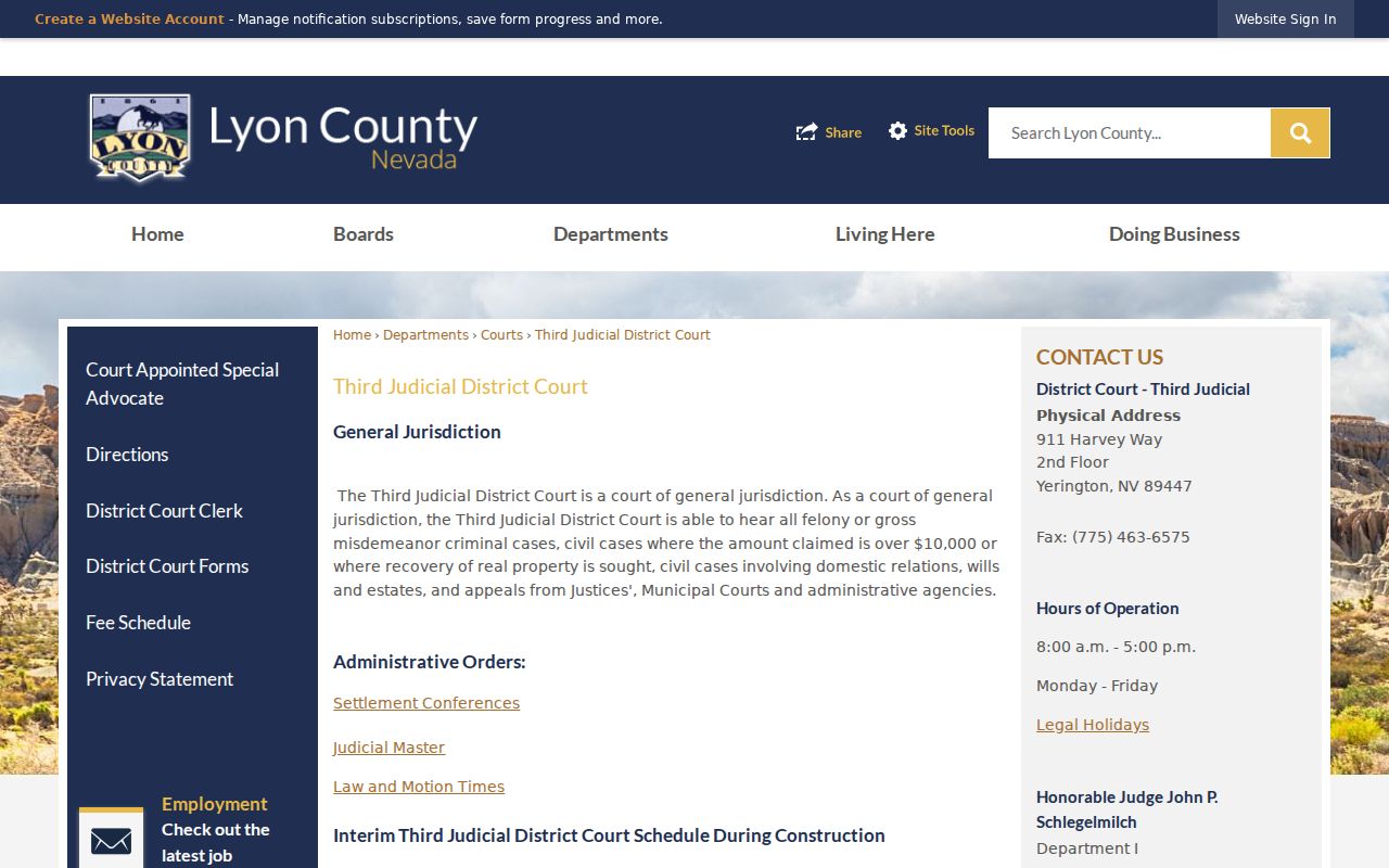Third Judicial District Court in Lyon County