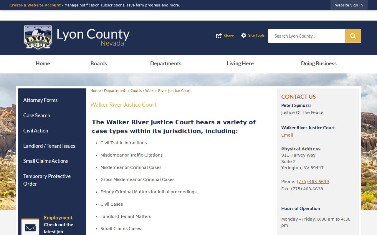Walker River Justice Court official page