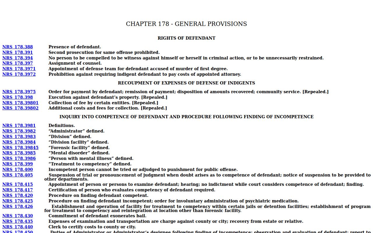 Nevada statutory failure-to-appear and warrant provisions