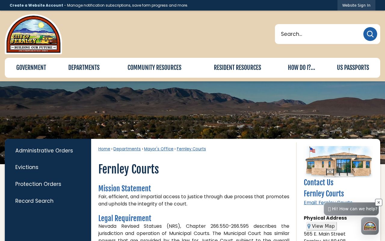 City of Fernley shared courts page