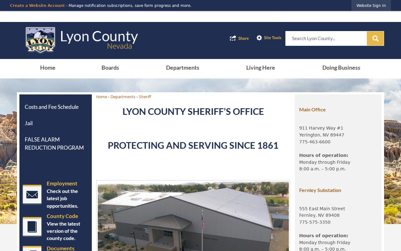 Official Lyon County Sheriff office locations
