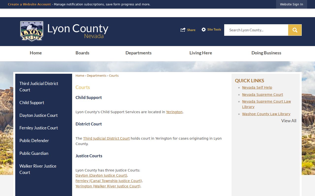 Lyon County courts official landing page